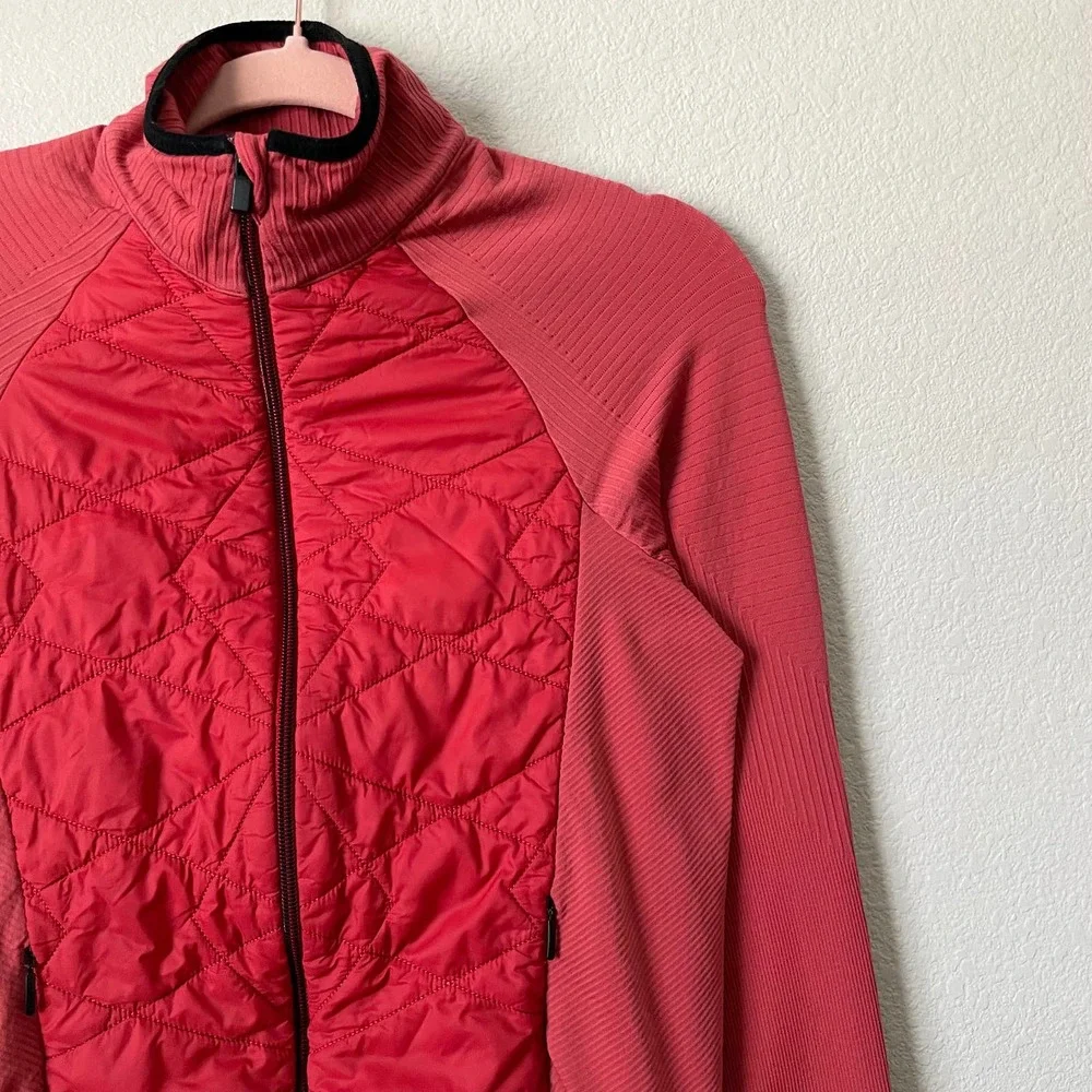 Athleta Jacket Womens Medium Red Flurry Force Puffer Quilted Primasoft Stretchy - Picture 7 of 12